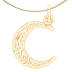 Sterling Silver Moon Pendant (Rhodium or Yellow Gold-plated)