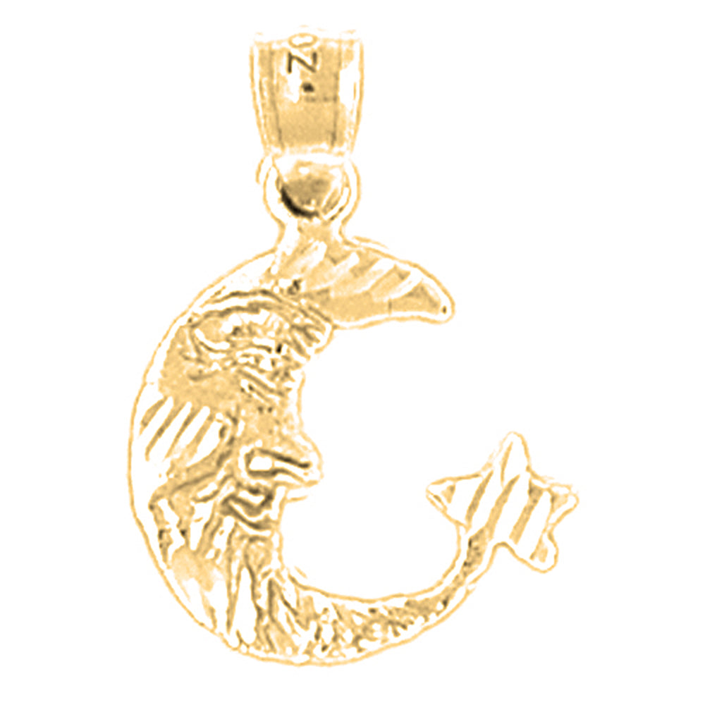 Yellow Gold-plated Silver Moon With Star Pendant