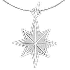 Sterling Silver Star Pendant (Rhodium or Yellow Gold-plated)