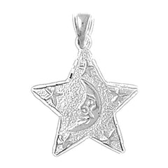 Sterling Silver Moon And Star Pendant