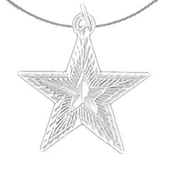 Sterling Silver Star Pendant (Rhodium or Yellow Gold-plated)