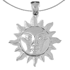 Sterling Silver Sun Pendant (Rhodium or Yellow Gold-plated)