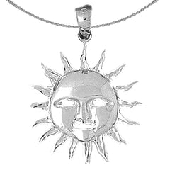 Sterling Silver Sun Pendant (Rhodium or Yellow Gold-plated)