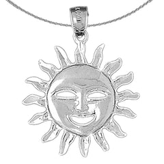 Sterling Silver Sun Pendant (Rhodium or Yellow Gold-plated)
