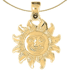 Sterling Silver Sun Pendant (Rhodium or Yellow Gold-plated)