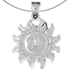 Sterling Silver Sun Pendant (Rhodium or Yellow Gold-plated)