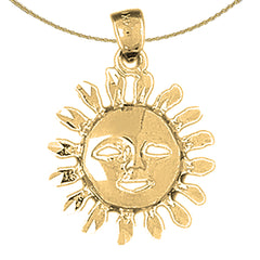 Sterling Silver Sun Pendant (Rhodium or Yellow Gold-plated)