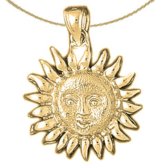 Sterling Silver Sun Pendant (Rhodium or Yellow Gold-plated)