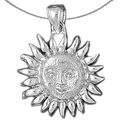 Sterling Silver Sun Pendant (Rhodium or Yellow Gold-plated)