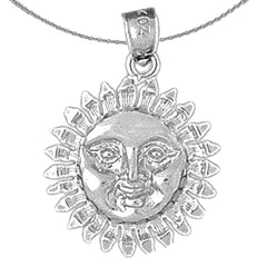 Sterling Silver Sun Pendant (Rhodium or Yellow Gold-plated)