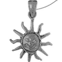 Sterling Silver Sun Pendant (Rhodium or Yellow Gold-plated)