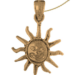 Sterling Silver Sun Pendant (Rhodium or Yellow Gold-plated)