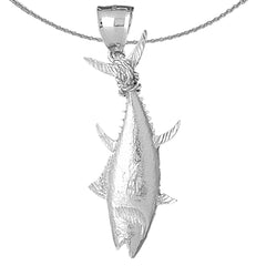 Sterling Silver Tuna Pendant (Rhodium or Yellow Gold-plated)