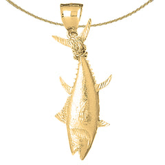 Sterling Silver Tuna Pendant (Rhodium or Yellow Gold-plated)
