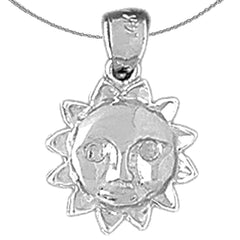 Sterling Silver Sun Pendant (Rhodium or Yellow Gold-plated)