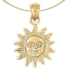 Sterling Silver Sun Pendant (Rhodium or Yellow Gold-plated)