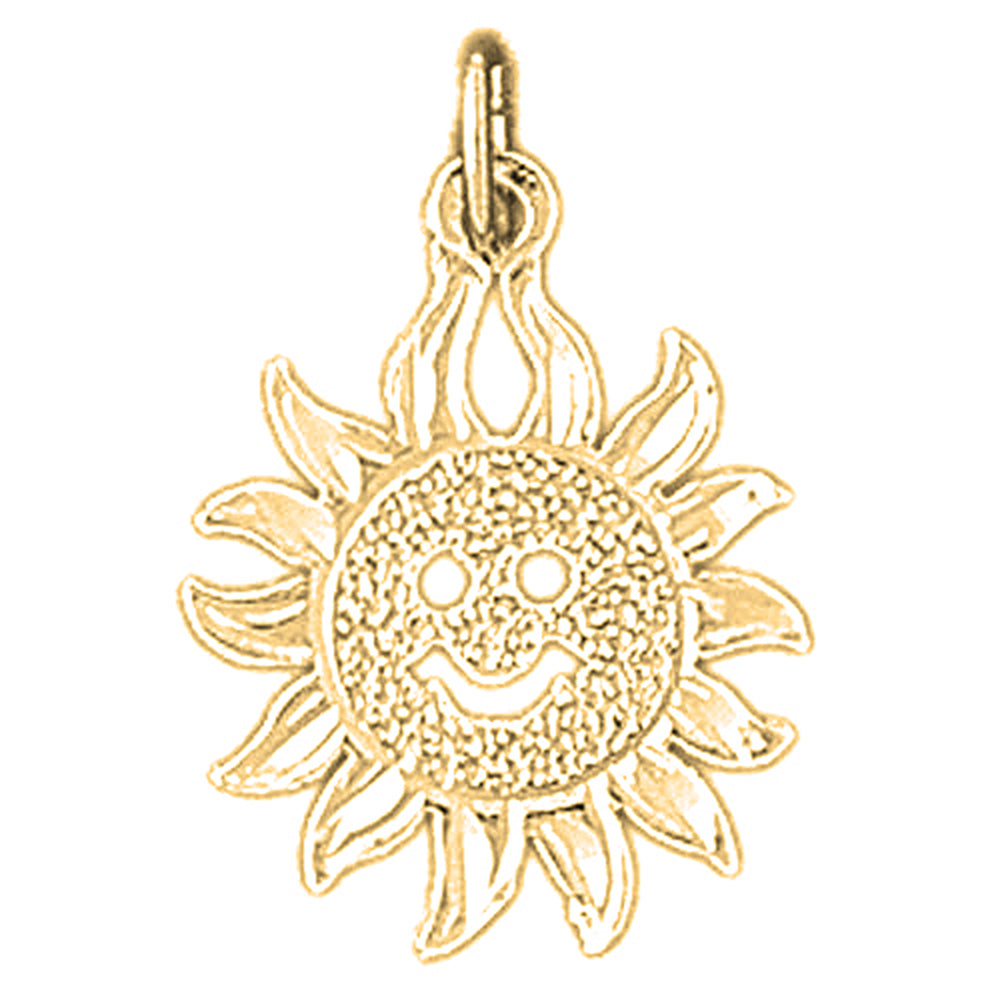 Yellow Gold-plated Silver Sun Pendant