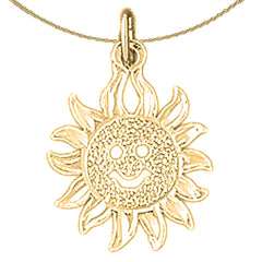 Sterling Silver Sun Pendant (Rhodium or Yellow Gold-plated)