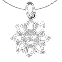 Sterling Silver Sun Pendant (Rhodium or Yellow Gold-plated)