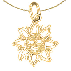 Sterling Silver Sun Pendant (Rhodium or Yellow Gold-plated)