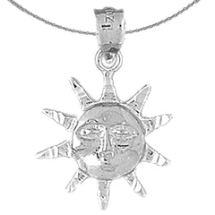 Sterling Silver Sun Pendant (Rhodium or Yellow Gold-plated)