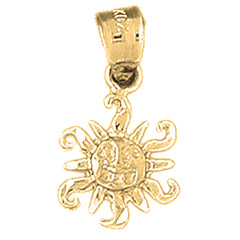 Yellow Gold-plated Silver Sun Pendant