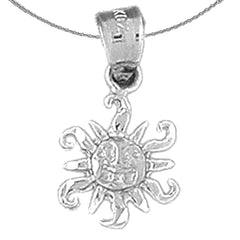 Sterling Silver Sun Pendant (Rhodium or Yellow Gold-plated)