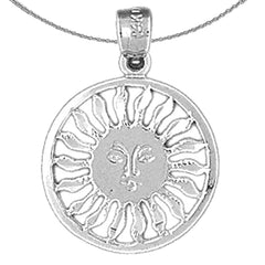 Sterling Silver Sun Pendant (Rhodium or Yellow Gold-plated)