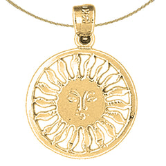 Sterling Silver Sun Pendant (Rhodium or Yellow Gold-plated)