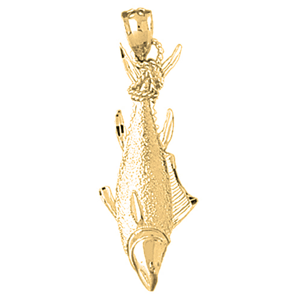 Yellow Gold-plated Silver Tuna Pendant