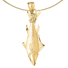 Sterling Silver Tuna Pendant (Rhodium or Yellow Gold-plated)