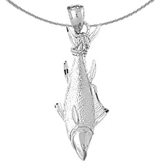 Sterling Silver Tuna Pendant (Rhodium or Yellow Gold-plated)