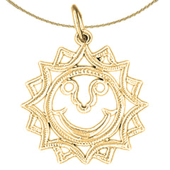 Sterling Silver Sun Pendant (Rhodium or Yellow Gold-plated)