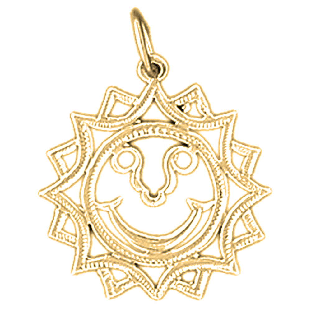 Yellow Gold-plated Silver Sun Pendant