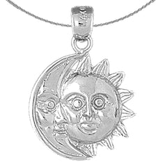 Anhänger Sonne und Mond aus Sterlingsilber (rhodiniert oder gelbvergoldet)