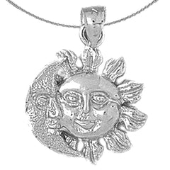 Anhänger Sonne und Mond aus Sterlingsilber (rhodiniert oder gelbvergoldet)