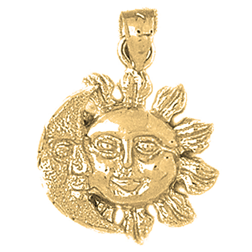 Yellow Gold-plated Silver Sun And Moon Pendant