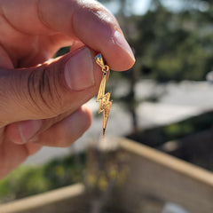 Sterling Silver Lightning Bolt Pendant (Rhodium or Yellow Gold-plated)