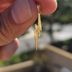 Sterling Silver Lightning Bolt Pendant (Rhodium or Yellow Gold-plated)