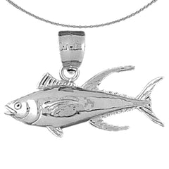 Sterling Silver Tuna Pendant (Rhodium or Yellow Gold-plated)
