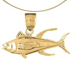 Sterling Silver Tuna Pendant (Rhodium or Yellow Gold-plated)