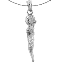 Sterling Silver Italian Horn (Solid) Pendant (Rhodium or Yellow Gold-plated)