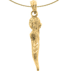 Sterling Silver Italian Horn (Solid) Pendant (Rhodium or Yellow Gold-plated)