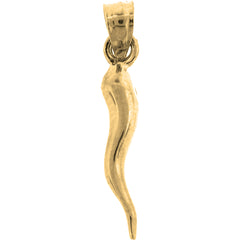 Yellow Gold-plated Silver Italian Horn (Solid) Pendant
