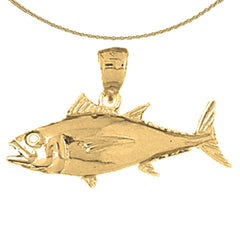 Sterling Silver Tuna Pendant (Rhodium or Yellow Gold-plated)