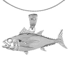 Sterling Silver Tuna Pendant (Rhodium or Yellow Gold-plated)
