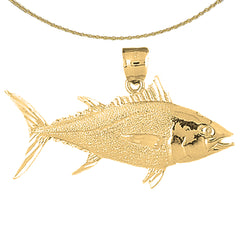 Sterling Silver Tuna Pendant (Rhodium or Yellow Gold-plated)