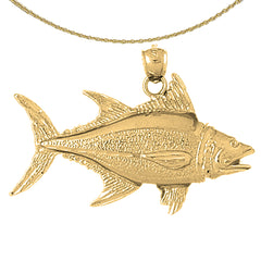 Sterling Silver Tuna Pendant (Rhodium or Yellow Gold-plated)
