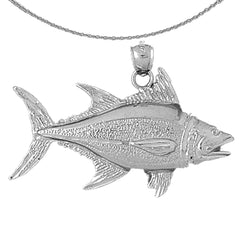 Sterling Silver Tuna Pendant (Rhodium or Yellow Gold-plated)