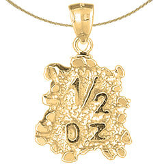 Colgante de pepita de plata de ley de "1/2 oz" (bañado en rodio o oro amarillo)